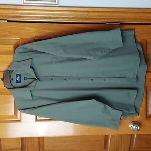 * Stafford Men's Green Checked Button Down, Wrinkle Free Shirt, Neck 18 Like New